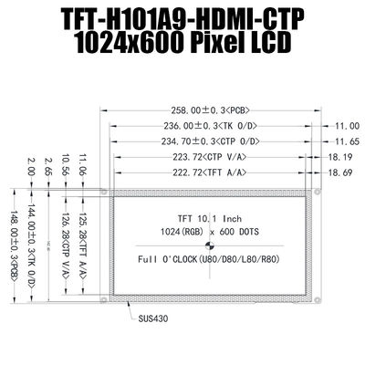 10.1 นิ้ว HDMI IPS 1024x600 โมดูล TFT LCD แสดงผล สัมผัสแบบ Capacitive พร้อม Raspberry Pi
