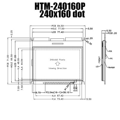 โมดูลกราฟิก LCD 240X160 FSTN จอแสดงผลเชิงบวกพร้อมแสงพื้นหลังสีขาว ST7529